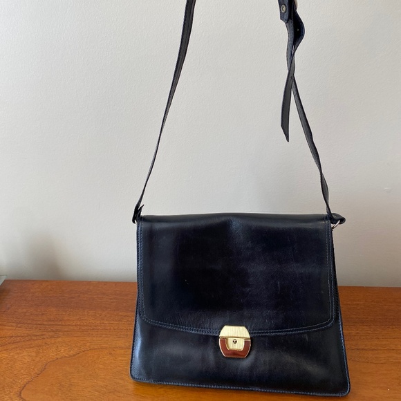 Vintage Amiet Small Leather Briefcase Crossbody Bag - Picture 5 of 10